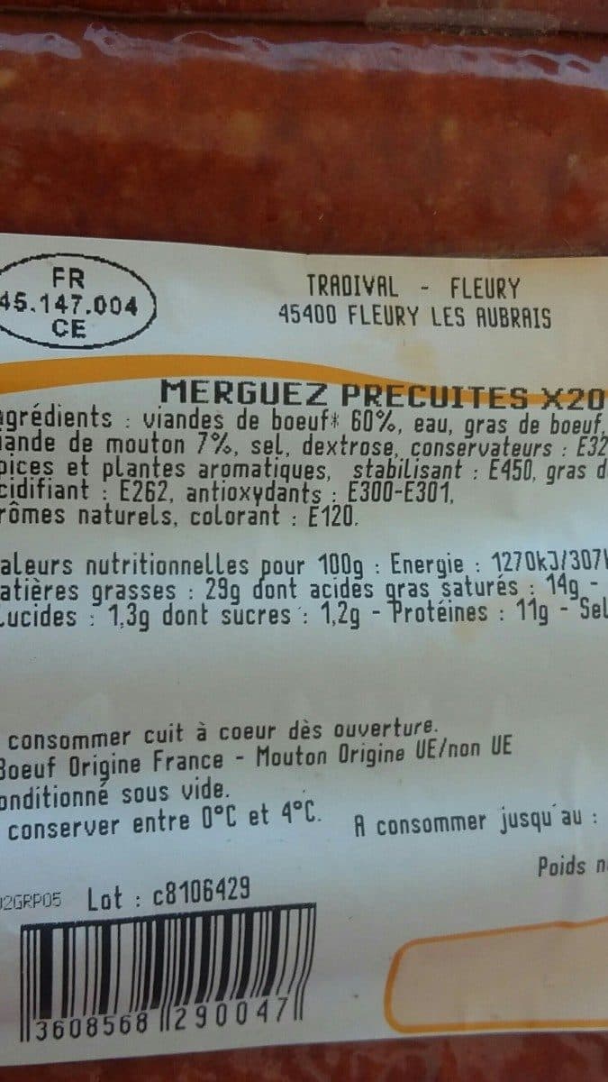 Tradival Tradival Merguez précuites le paquet de 20 1 packshot