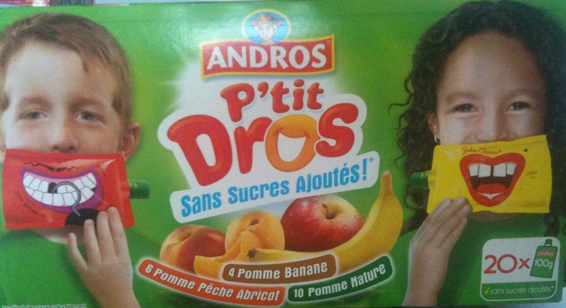 Andros Andros - P'tit Dros (4 Pomme Banane, 6 Pomme Pêche Abricot, 10 Pomme Nature) packshot