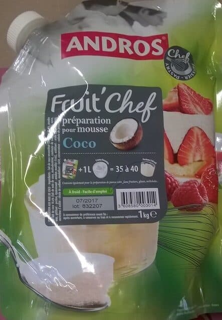 Andros Fruit'Chef, préparation pour mousse coco packshot
