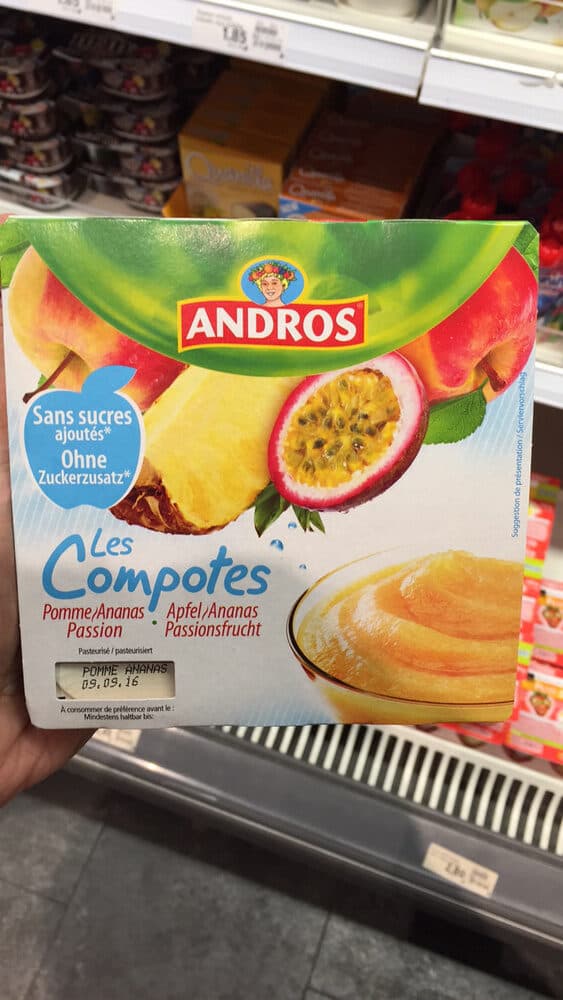 Andros Andros Les compotes Pomme Ananas Passion packshot