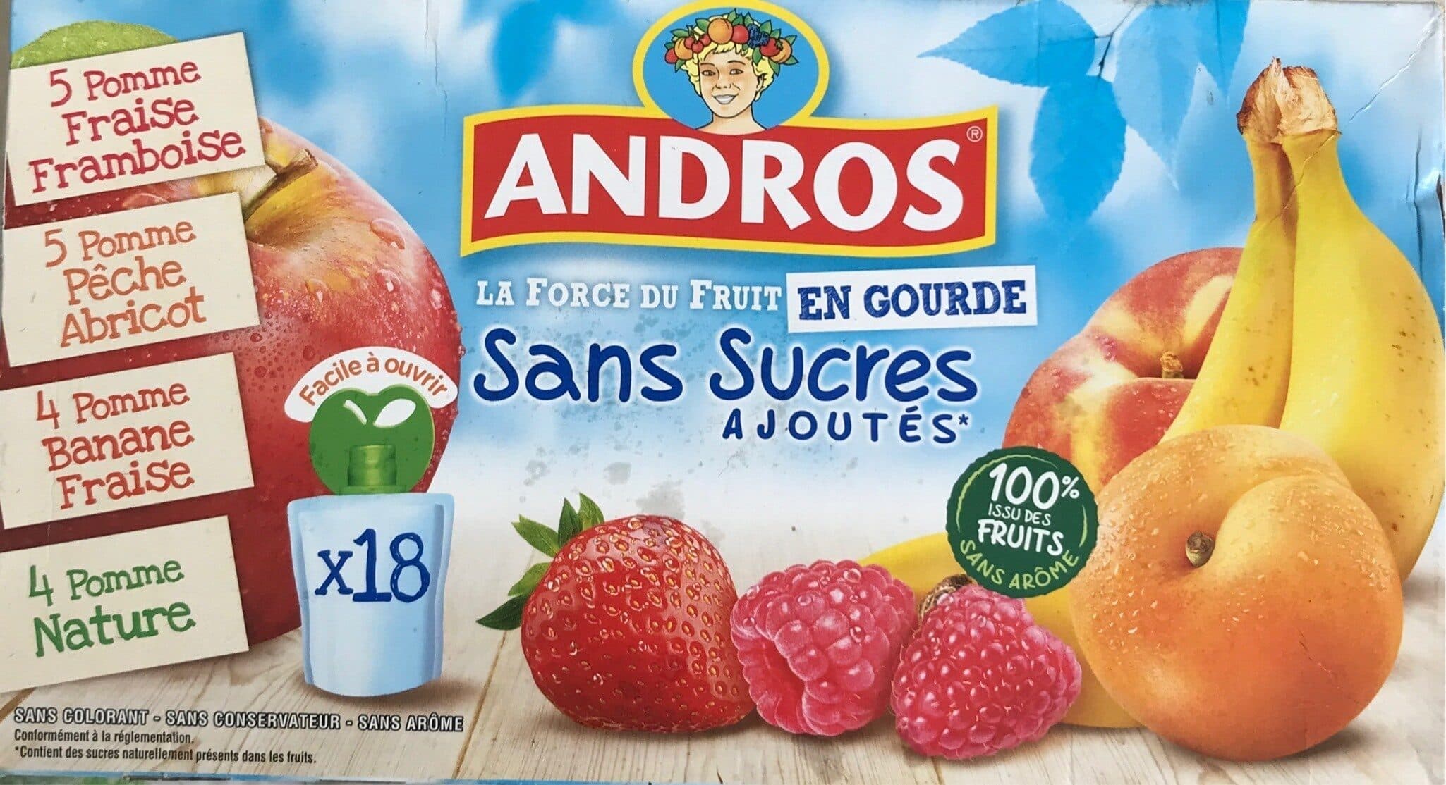 Andros Compotes en gourde aux fruits sans sucres ajoutés packshot