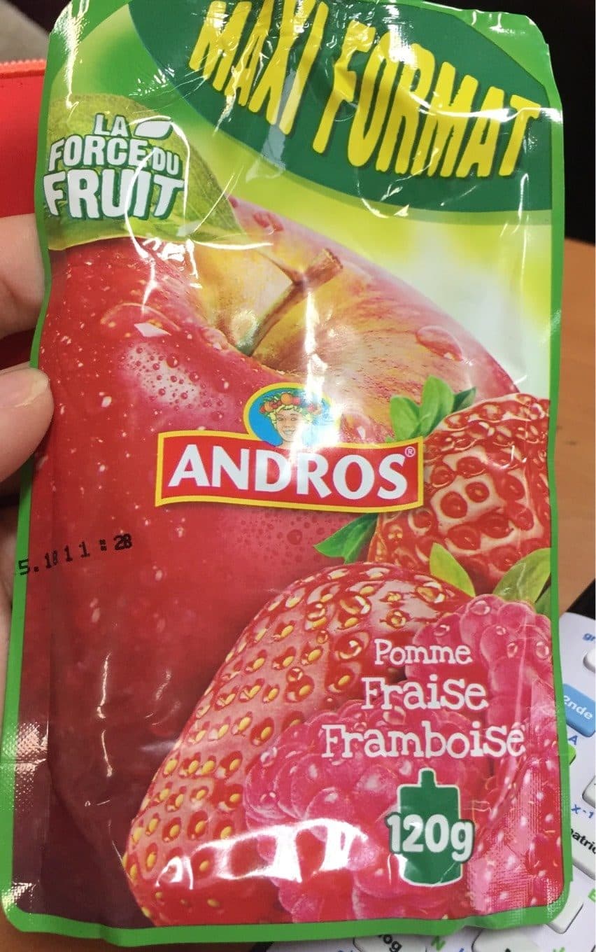 Andros Compote pomme fraise framboise packshot