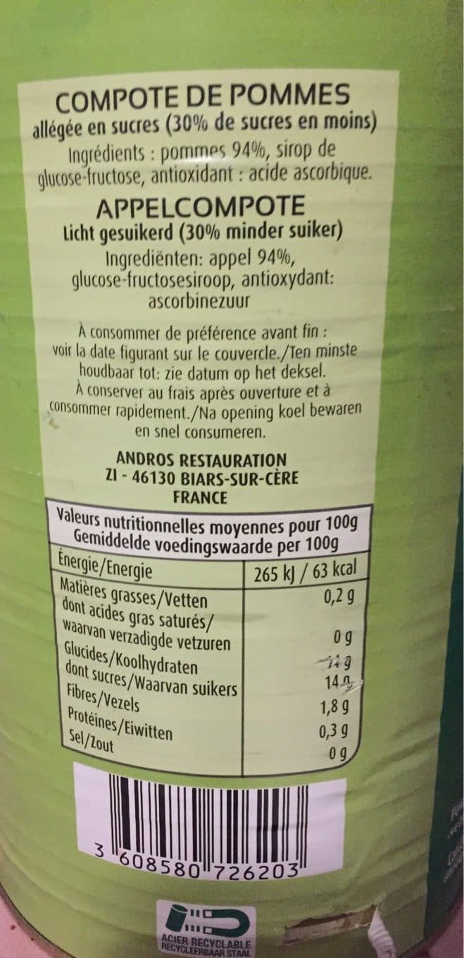 Andros Compote de pommes texture tamisée packshot