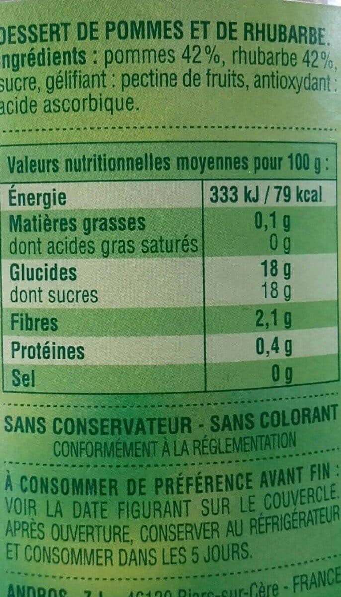 Andros Compote Pomme Rhubarbe packshot