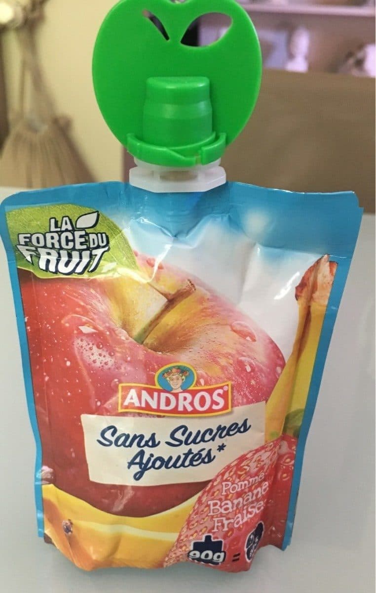Andros Compote pomme banane fraise packshot
