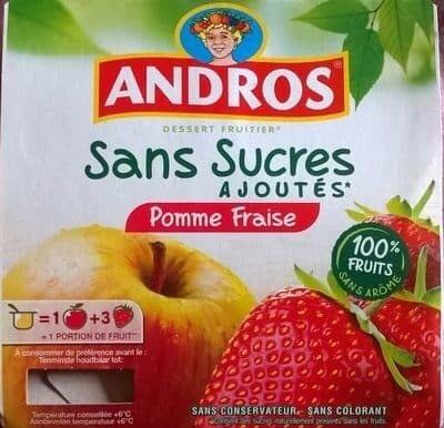 andros Dessert fruitier Sans Sucres Ajoutés, Pomme Fraise packshot