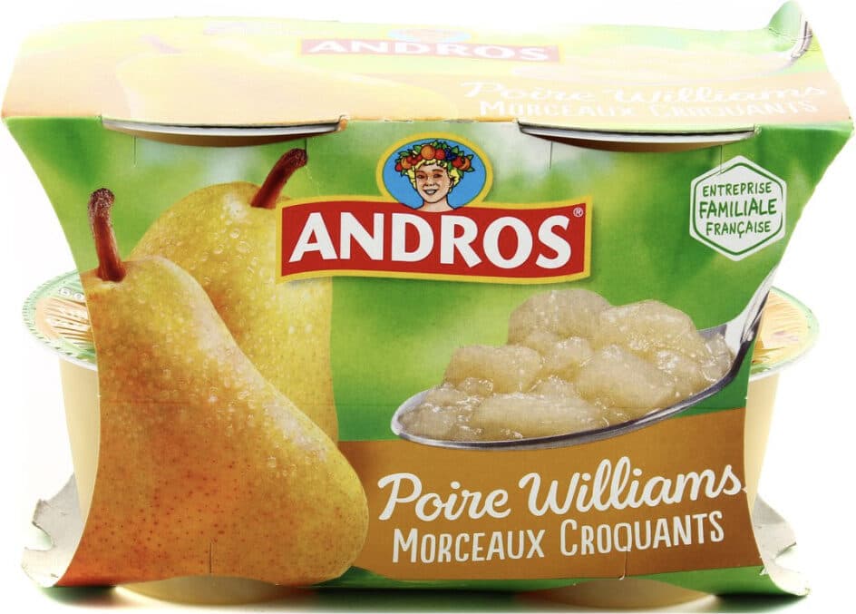 Andros Dessert de poires williams avec morceaux packshot