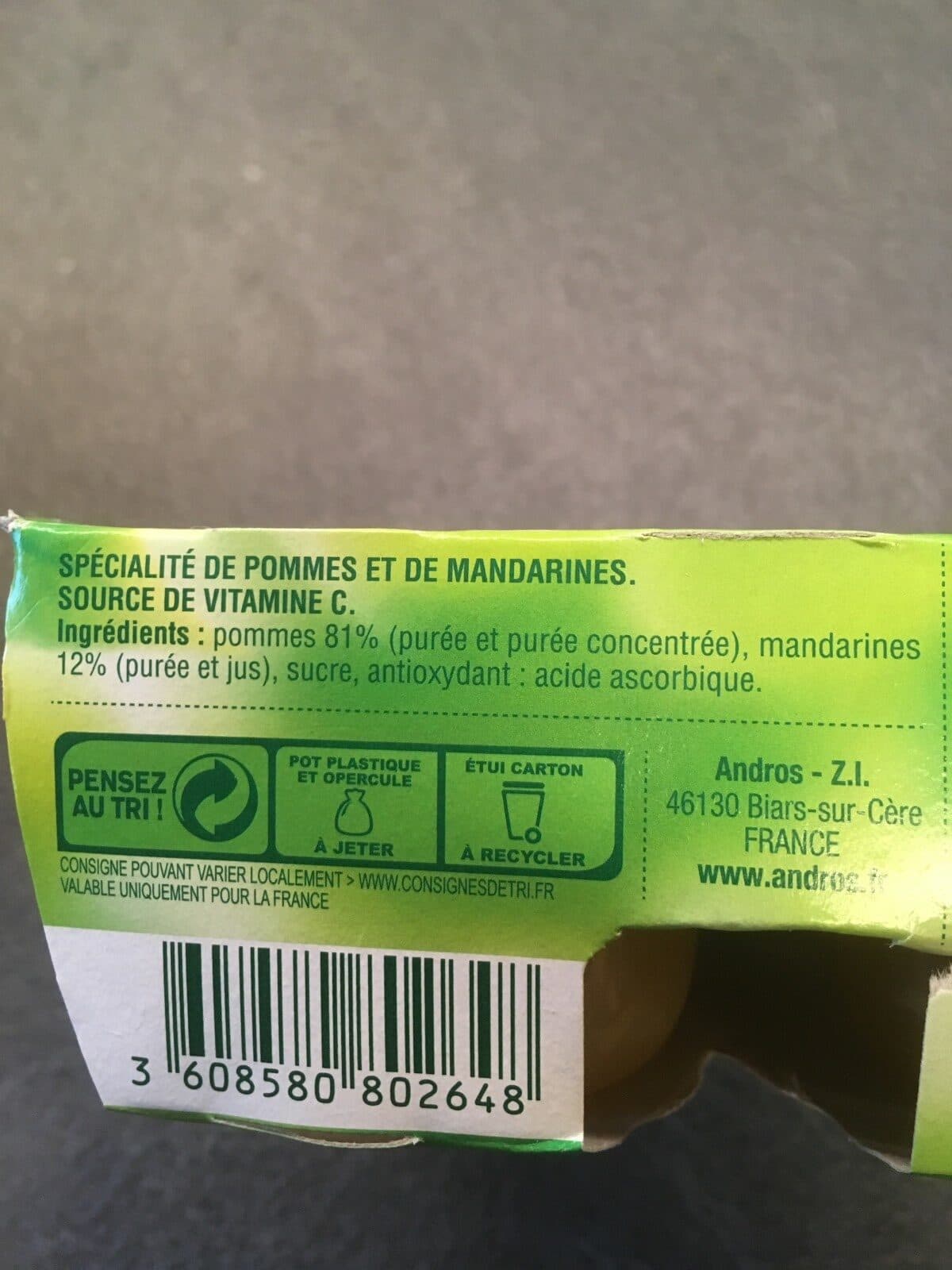 Open Food Facts Compote Pomme Mandarine packshot