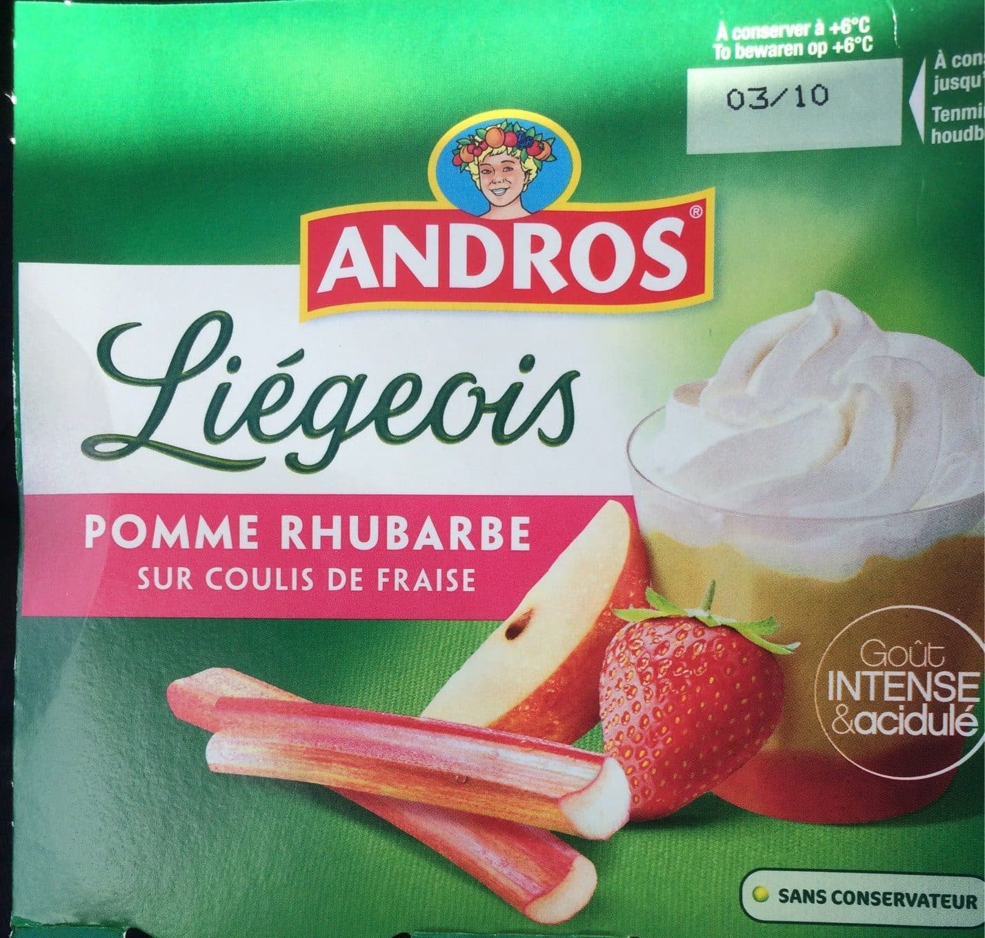 Andros Desserts liégeois pomme rhubarbe fraise packshot