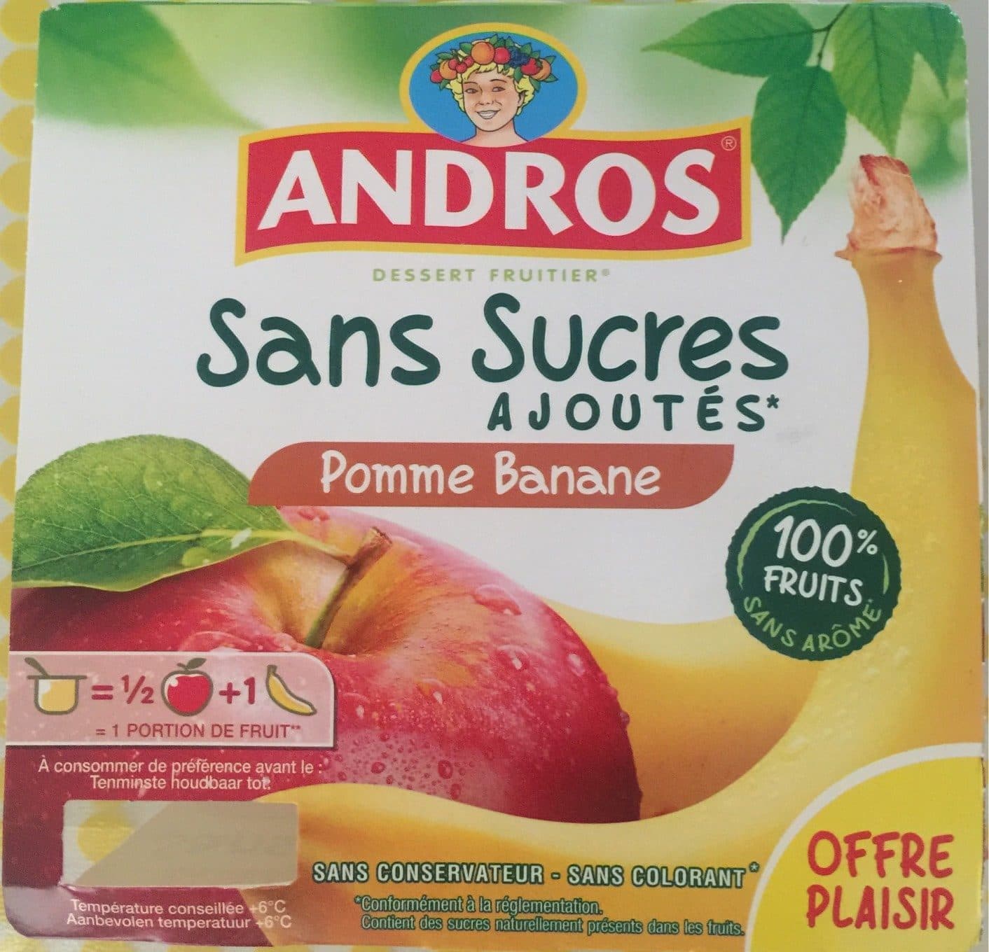 Andros Dessert frutier Pomme Banane packshot