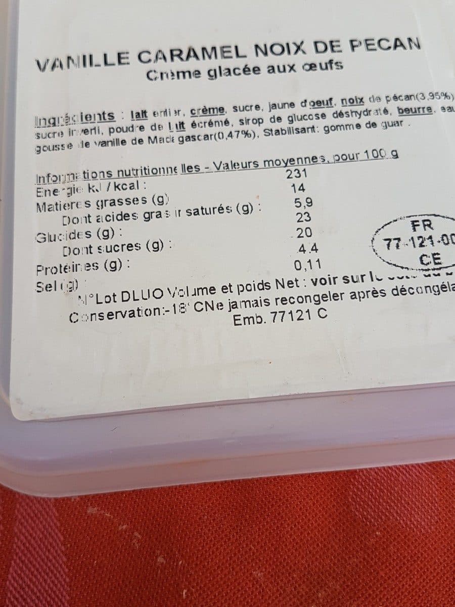 Open Food Facts Glace vanille Caramel noix de pecan packshot