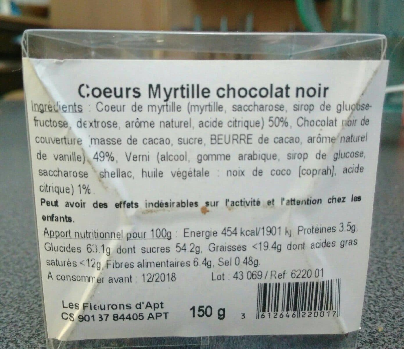 Open Food Facts Cœur myrtille chocolat noir packshot