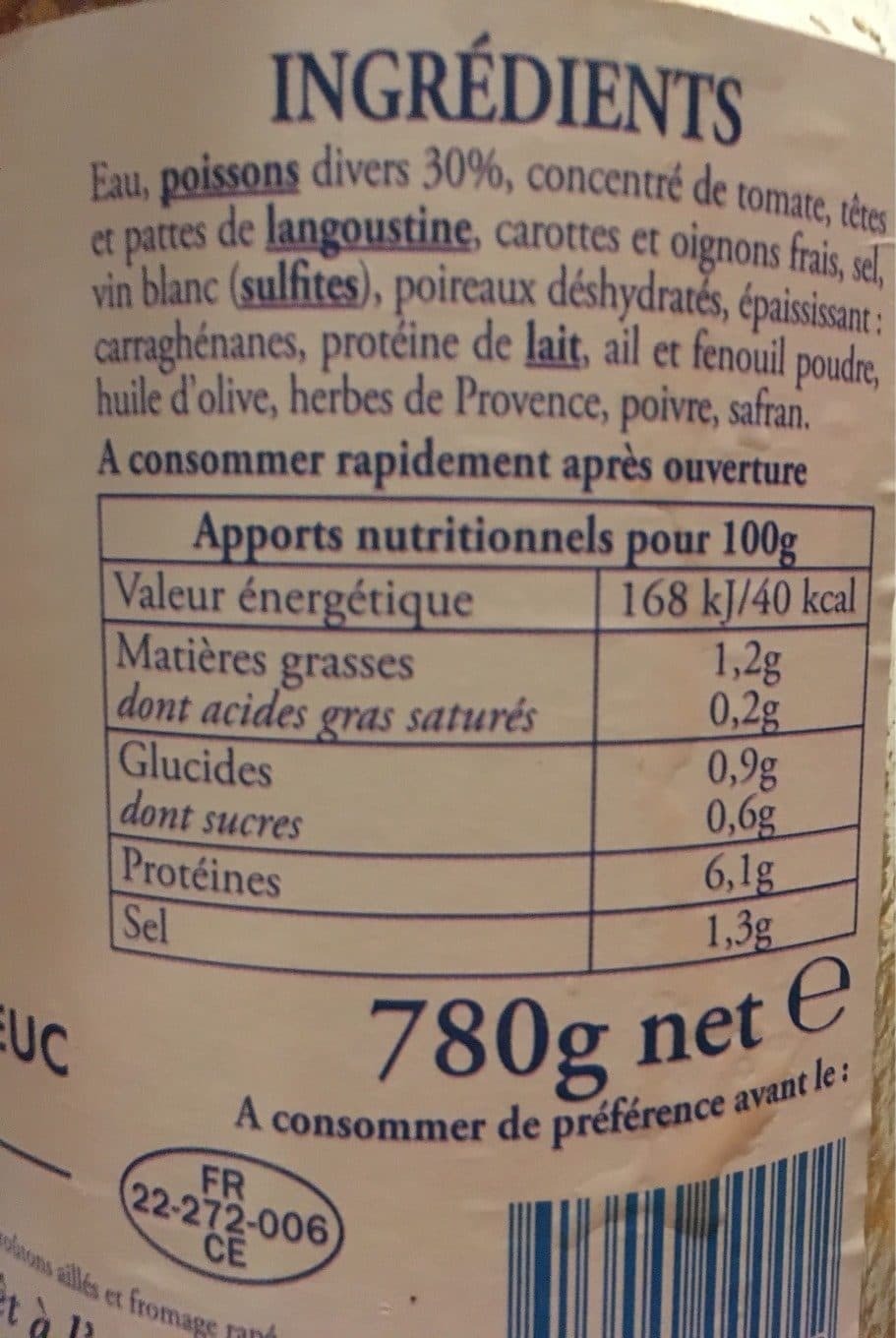 Les Viviers De Saint Marc Soupe de poissons packshot