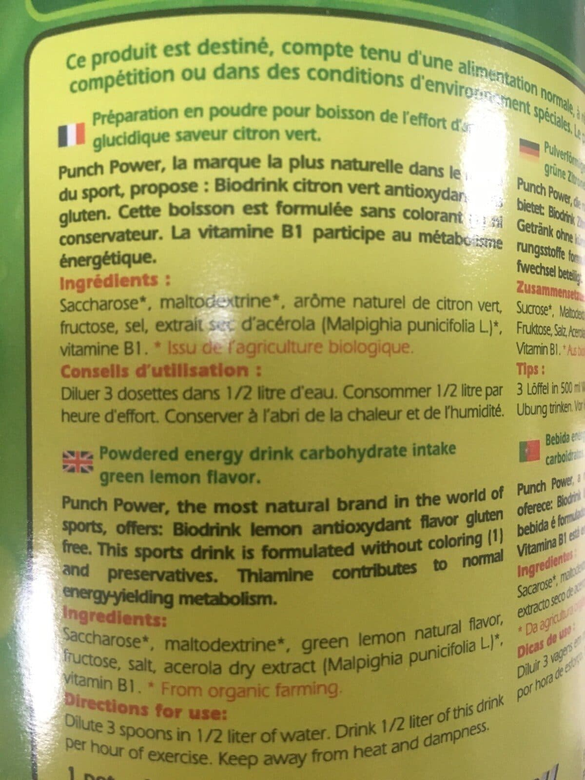 Punch power Bio Drink Citron Vert Antioxydant - 500G - Punch Power packshot