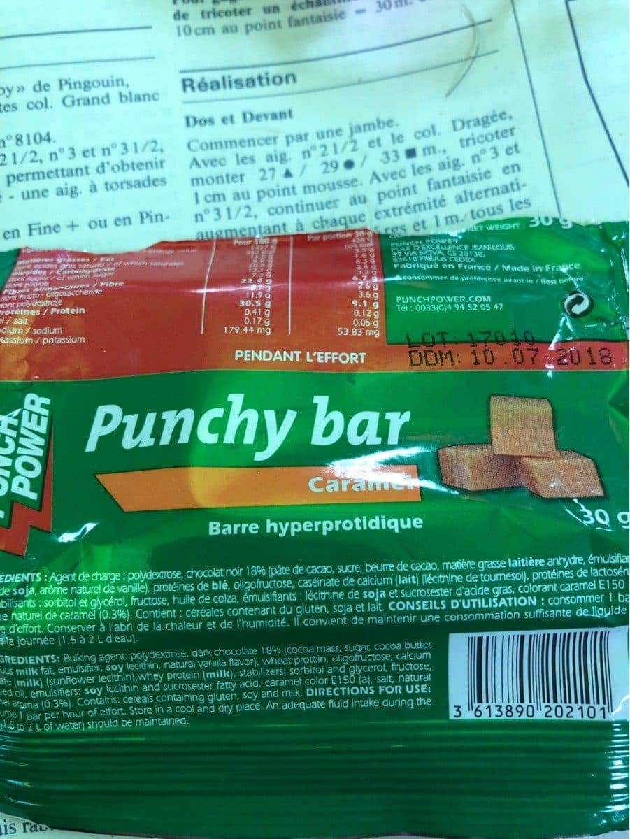 Punch power Barre Punchybar Hyperprotidiques - Goût Caramel U Orange packshot