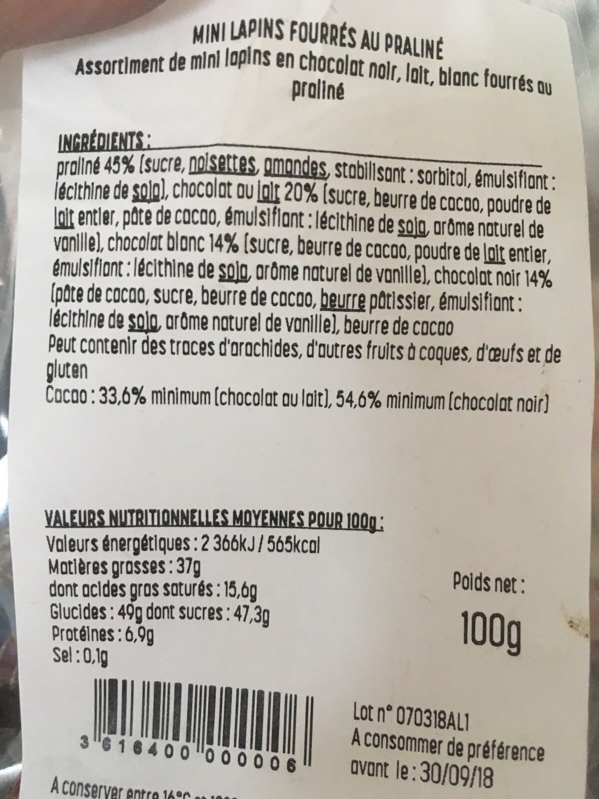 Open Food Facts Mini Lapin fourés packshot