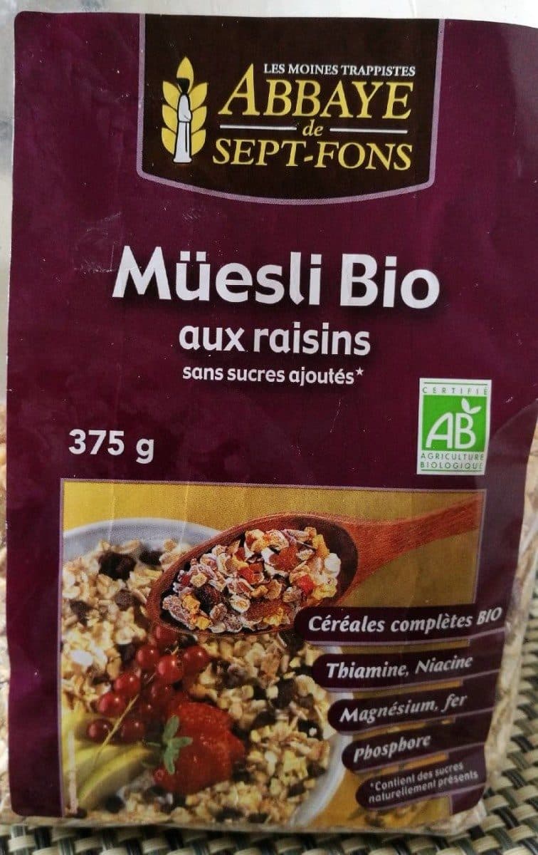 Open Food Facts Muesli bio aux raisins sans sucres ajoutés packshot