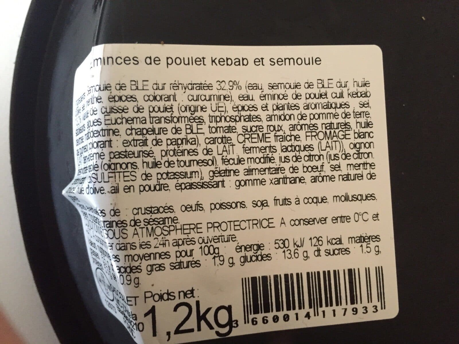 Open Food Facts Eminces de poulet Kebab et semoule packshot