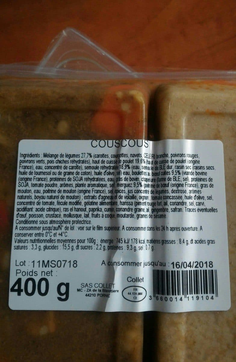 Open Food Facts Couscous packshot