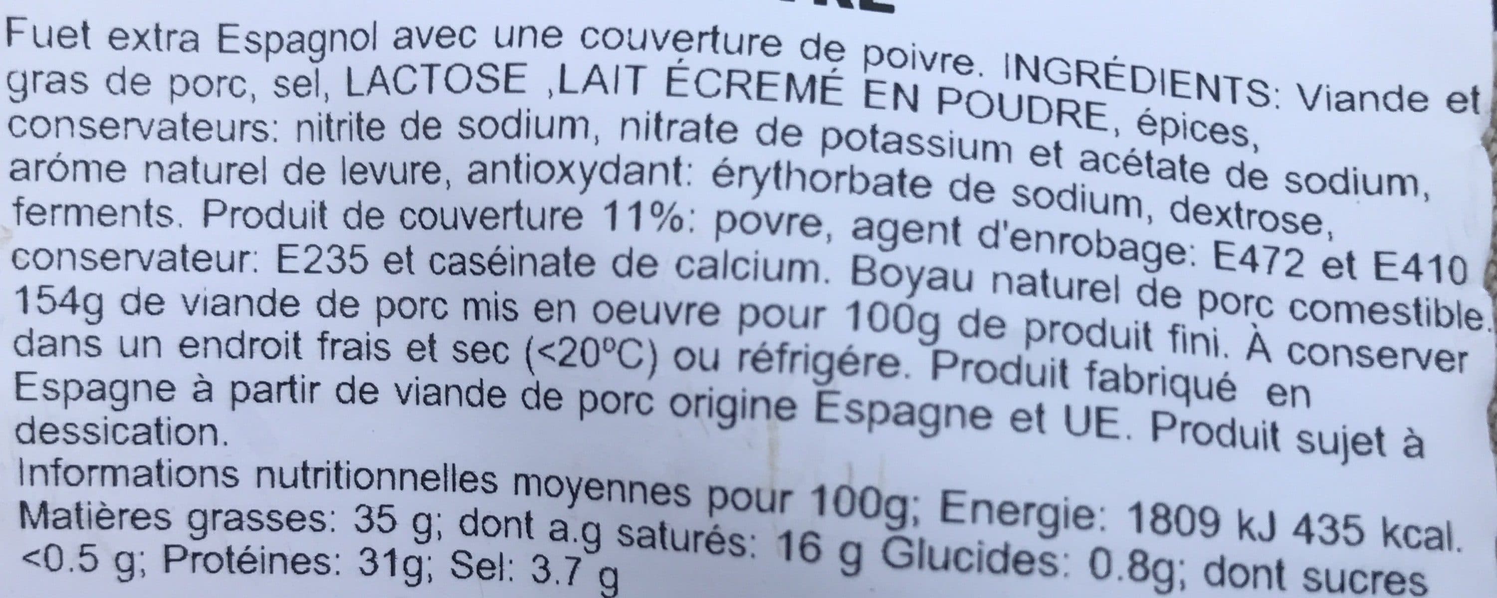 DEL PAIS Fuet espagnol au poivre packshot