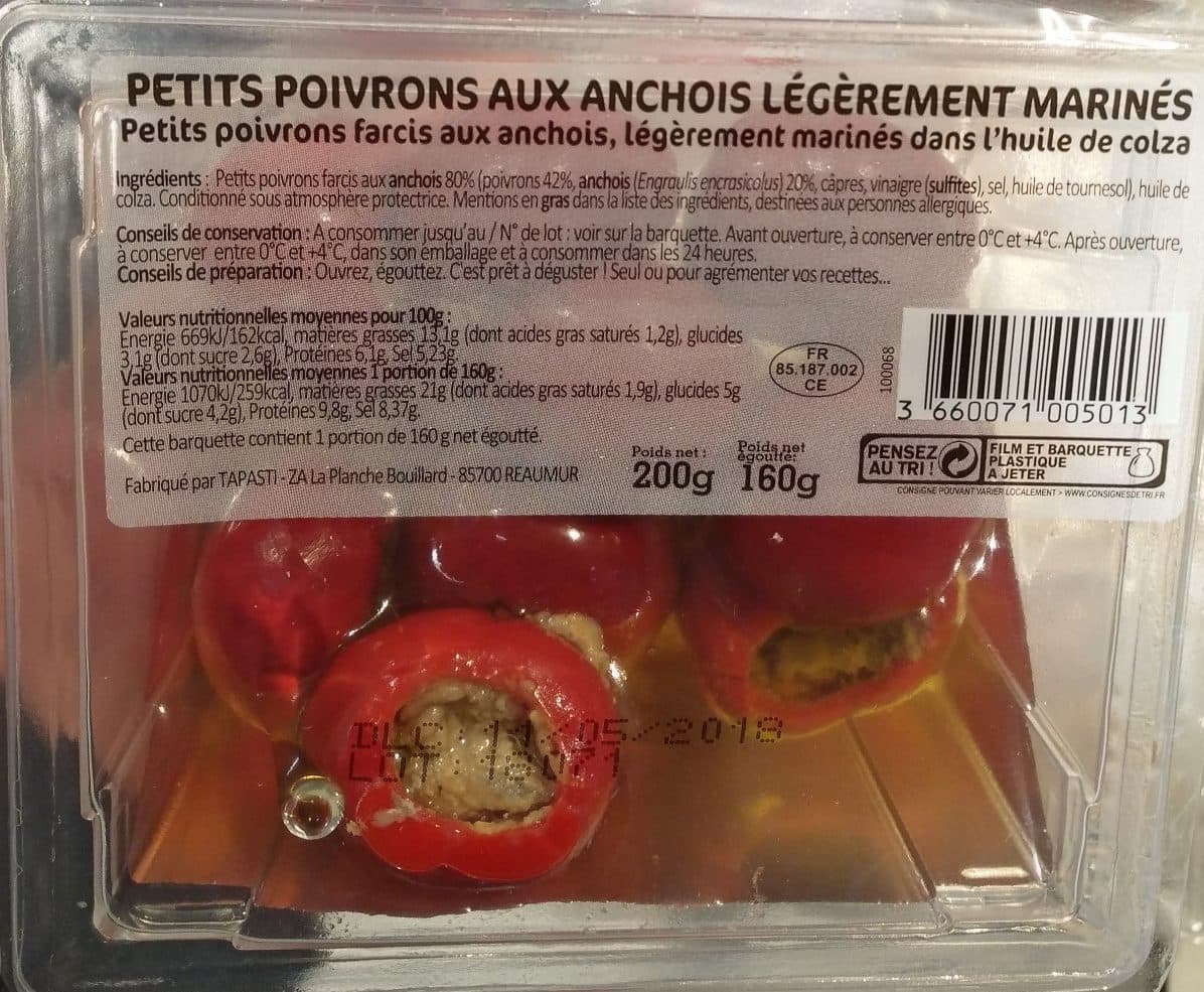 Tapasti Petits Poivrons aux Anchois Légèrement Marinés packshot