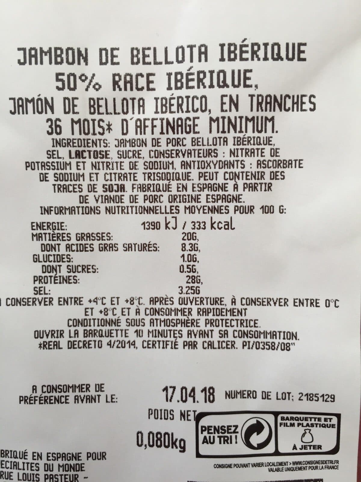 Open Food Facts Jambon de Bellota ibérique packshot