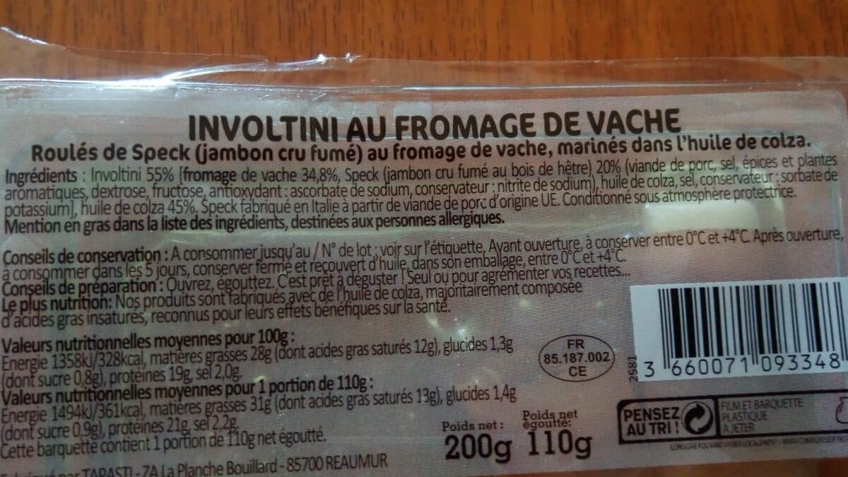 Open Food Facts Involtini au fromage de vache packshot