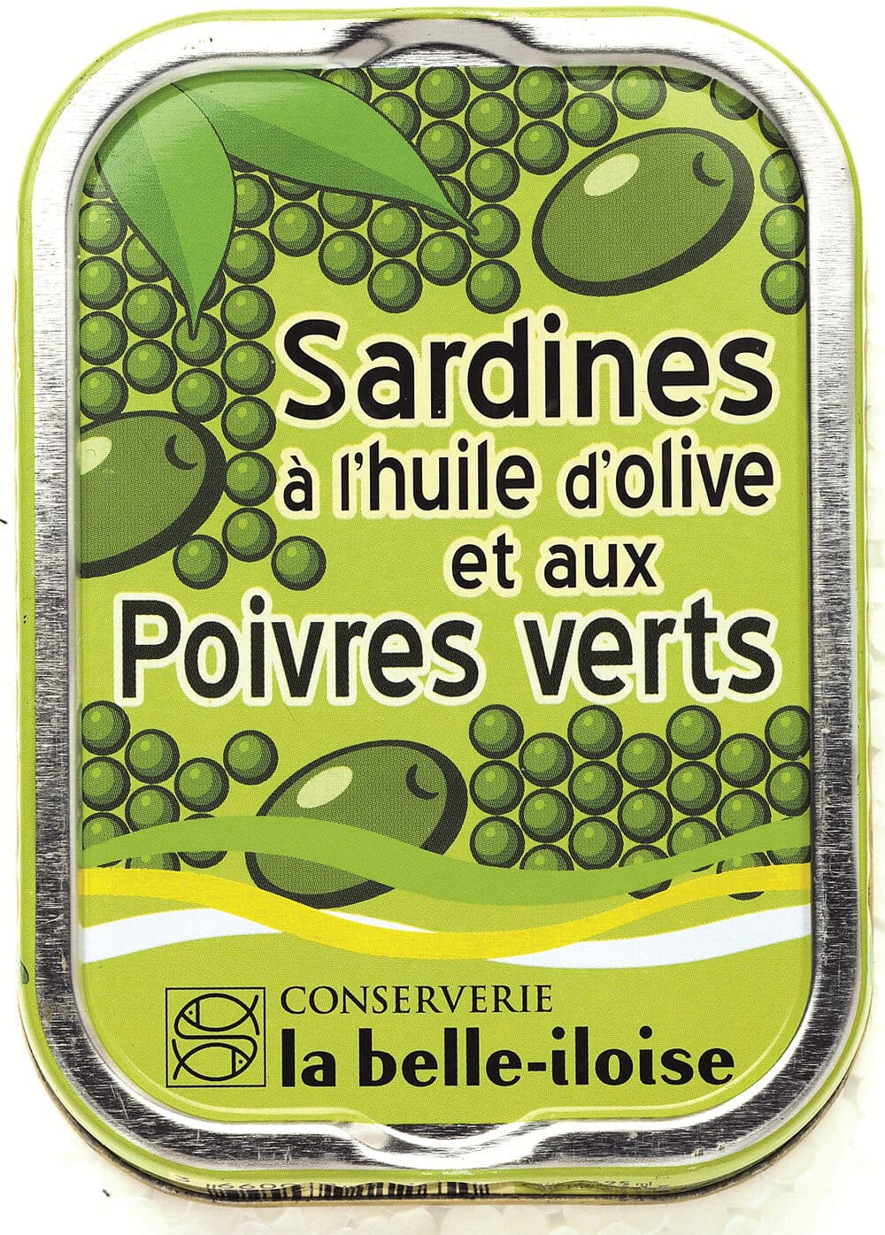 La belle-iloise Sardines à l'huile d'olive et aux poivres verts packshot