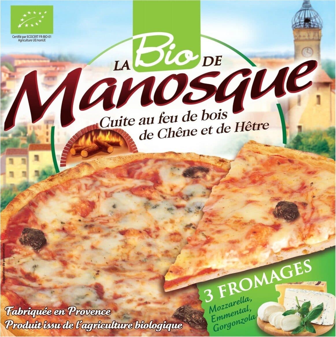 Manosque La Bio Pizza 3 Fromages ; Mozzarella, Emmental, Gorgonzola packshot