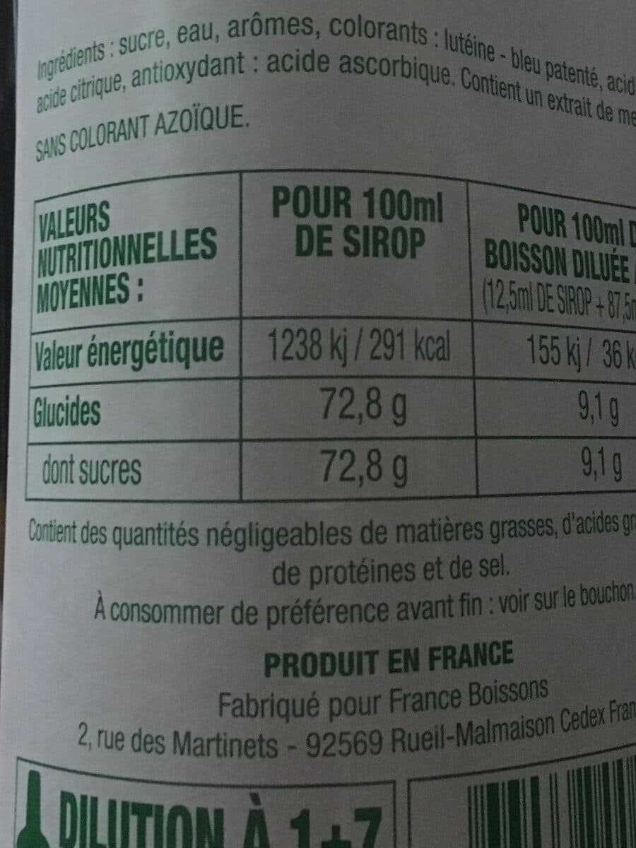 Open Food Facts Sirop de menthe packshot