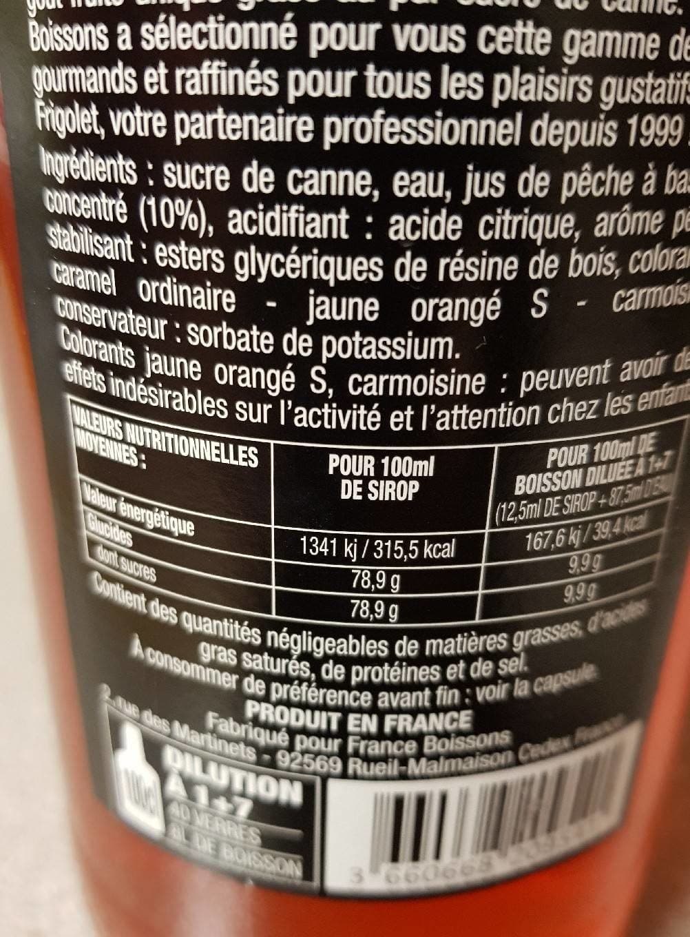 Frigolet Sirop de peche packshot
