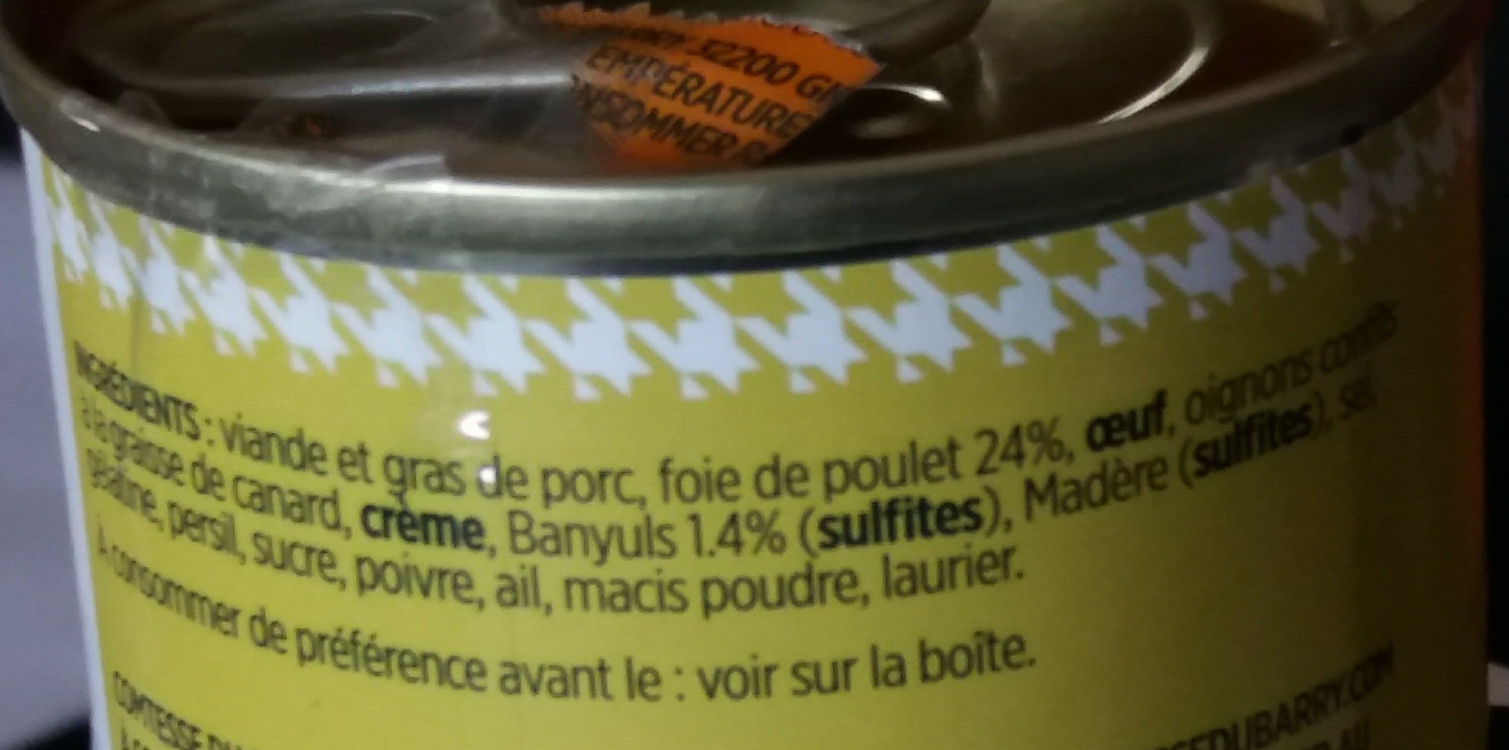 Comtesse Du Barry Terrine de foie de volaille au banyuls packshot