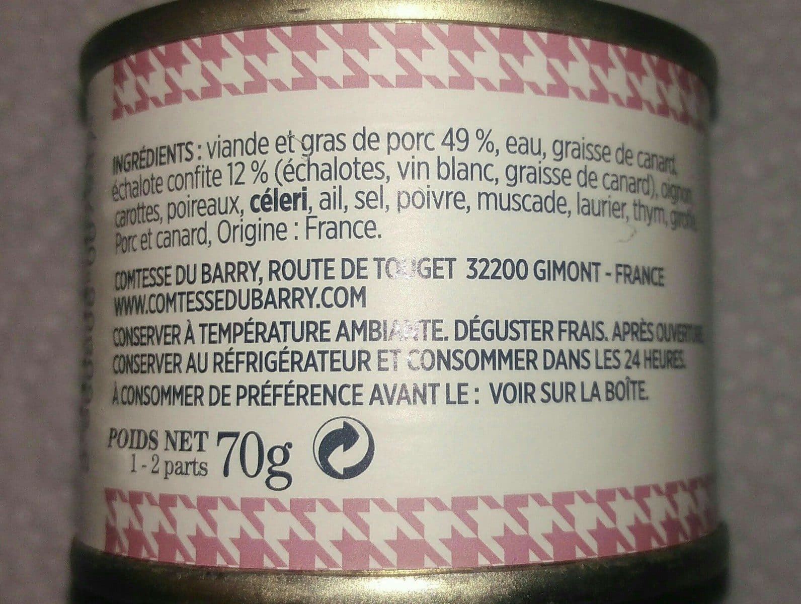 Comtesse du Barry Rillettes de porc packshot