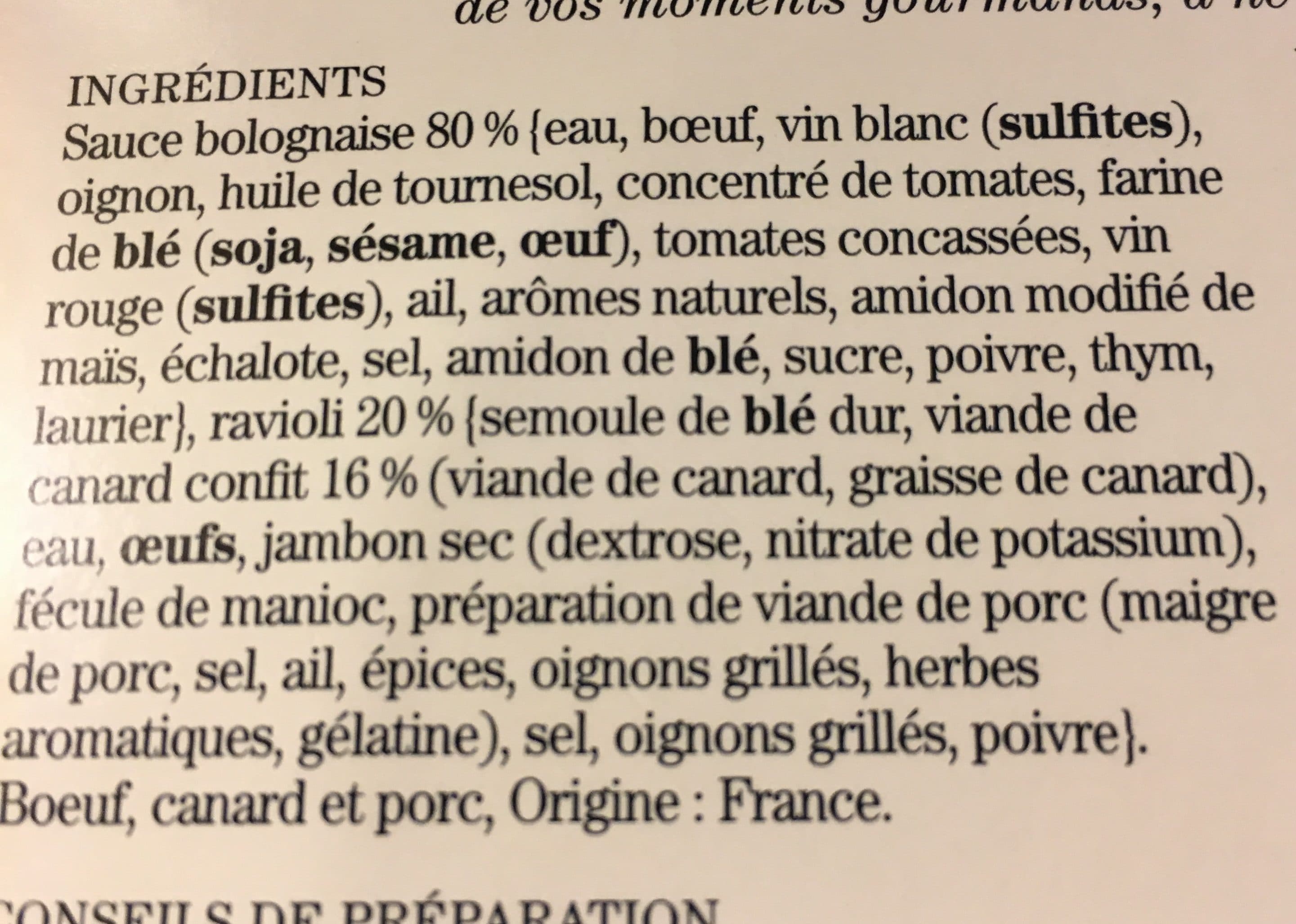 Comtesse Du Barry Les ravioli au confit de canard sauce bolognaise packshot