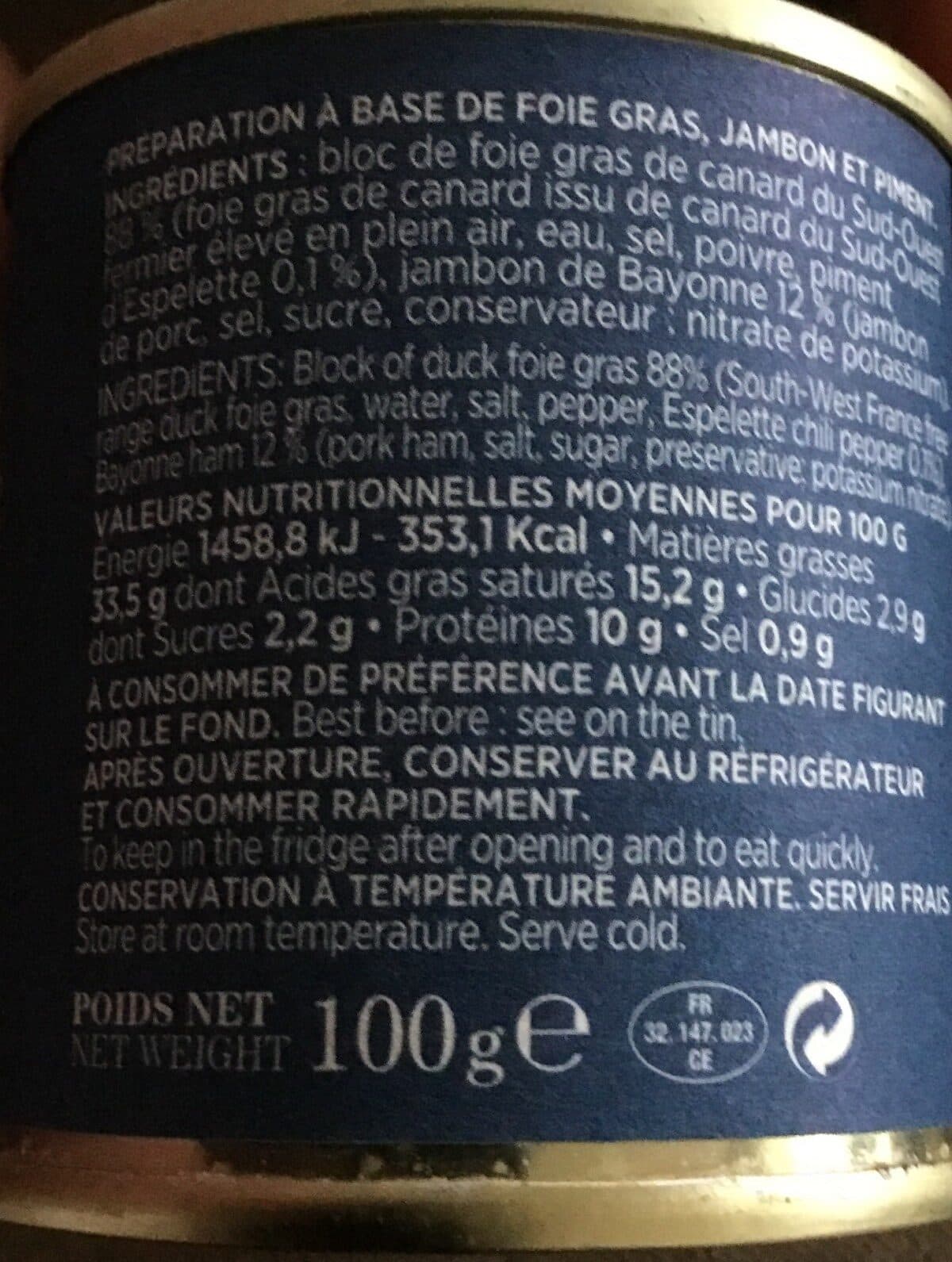 Comtesse du Barry Bloc de foie gras de canard du sud ouest packshot