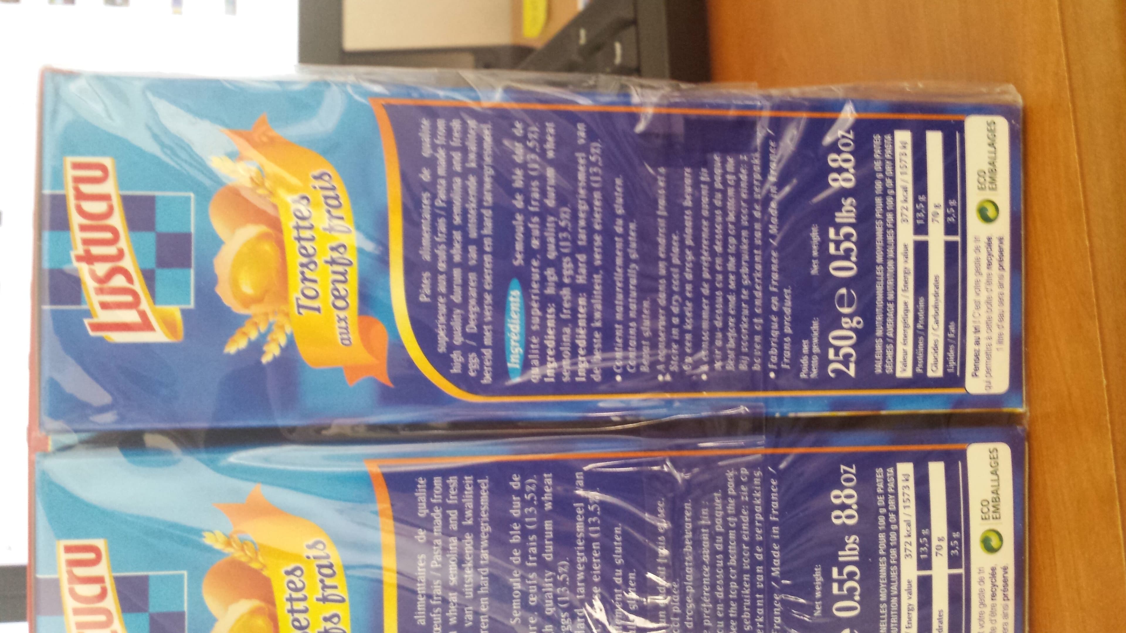 Lustucru Torsettes aux œufs frais (Lot de 4) packshot