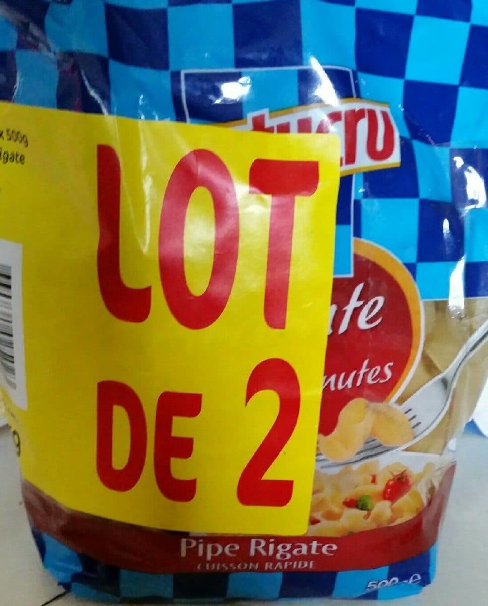 Lustucru Pâtes Al dente 3 minutes Pipe Rigate packshot