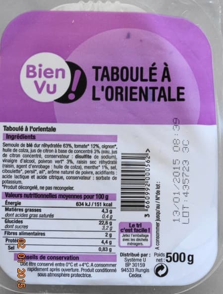 Bien Vu ! Taboulé à l'Orientale packshot