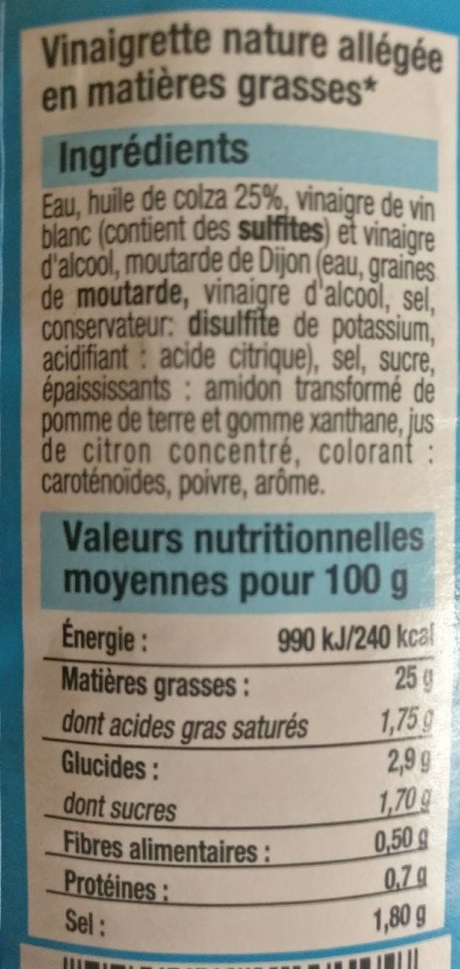 Bien vu Vinaigrette Nature Allégée Bien Vu, packshot