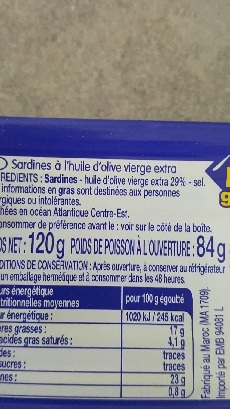 Leader Price Sardines à l'huile d'olive vierge extra packshot