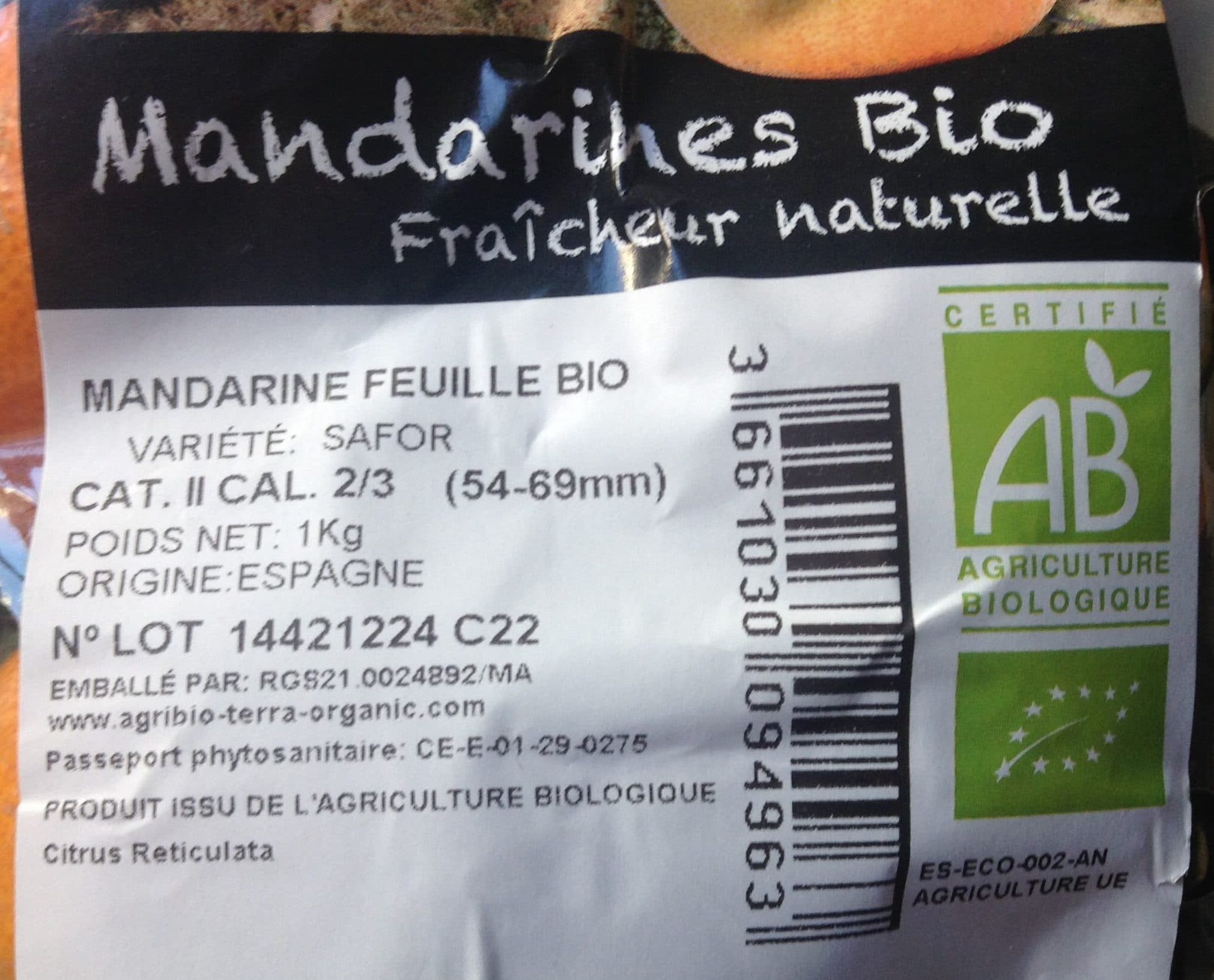 Sans marque Mandarines Bio packshot