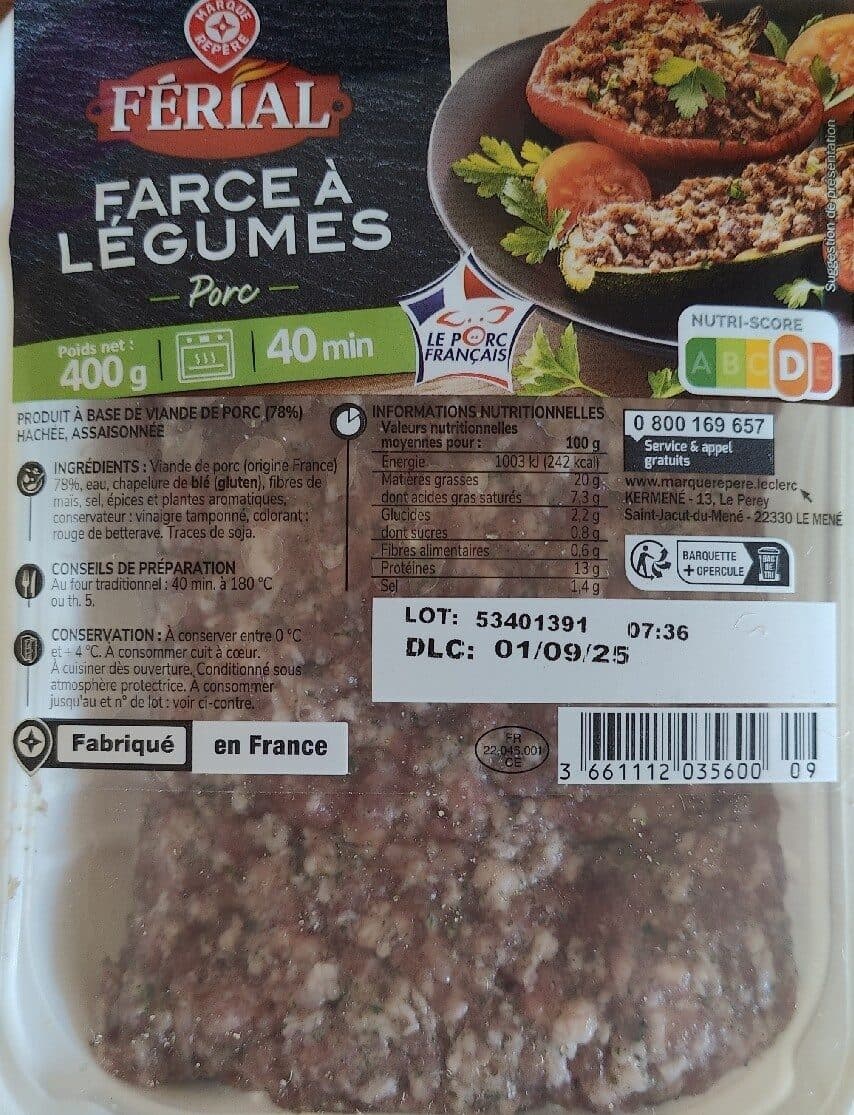 Marque Repère Farce à légumes packshot