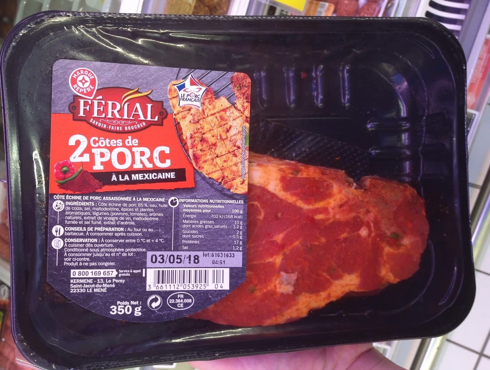 Marque Repère 2 Côtes de Porc à la Mexicaine packshot