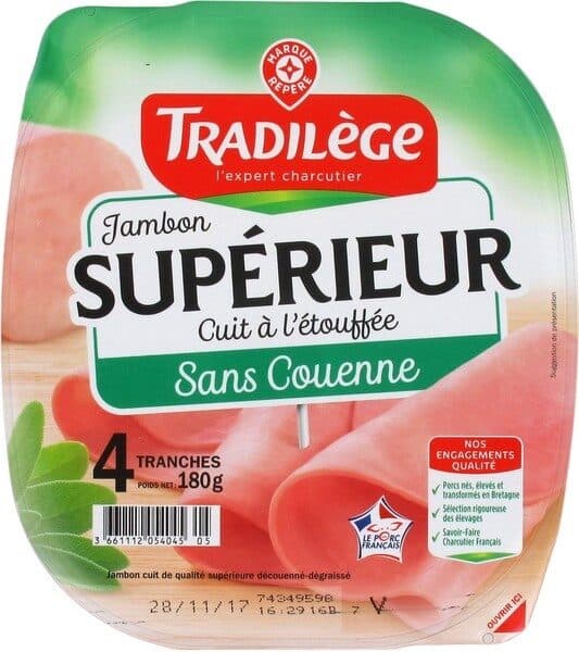 Marque Repère Jambon supérieur découenné dégraissé 4 tranches packshot