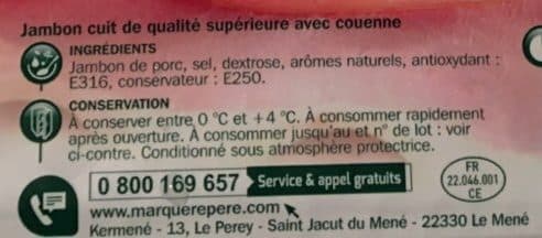 Marque Repère Jambon supérieur avec couenne 2 tranches packshot