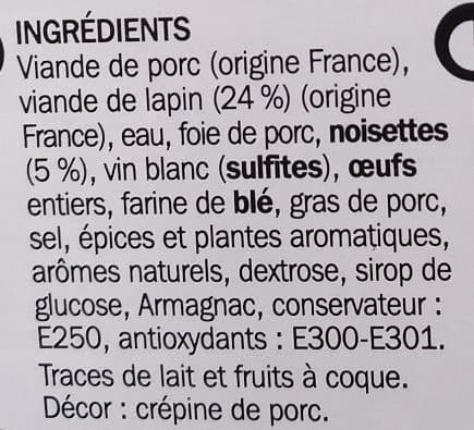 Marque Repère Terrine de lapin aux noisettes packshot