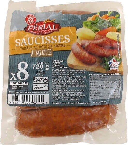 Marque Repère Saucisses fumées x 8 packshot