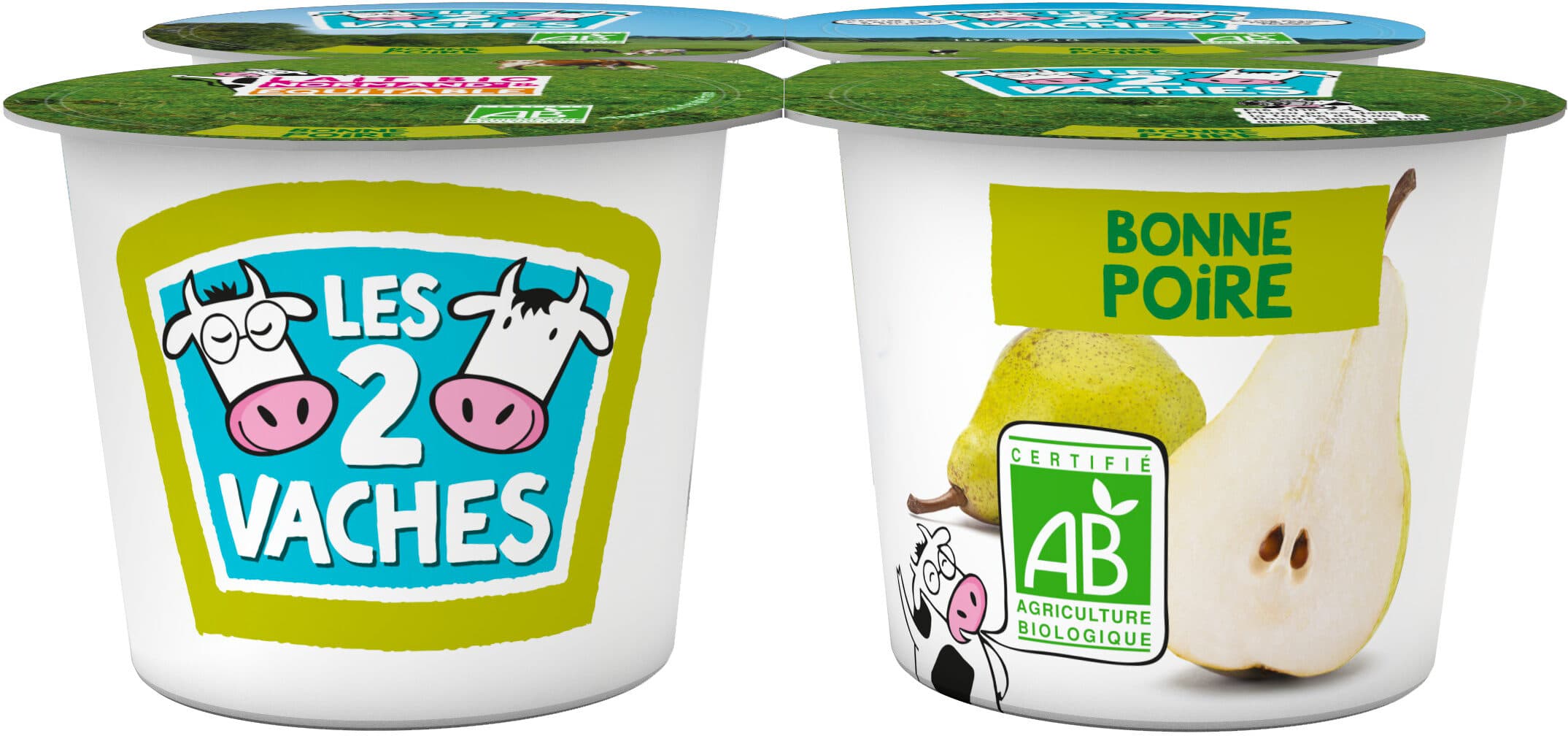 Les 2 Vaches Yaourt bio sucré à la poire packshot