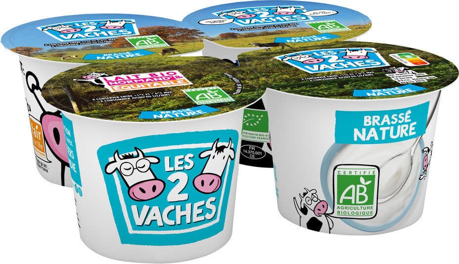 Les 2 Vaches LES 2 VACHES YAOURTS BRASSES NATURE 115 G X 4 packshot