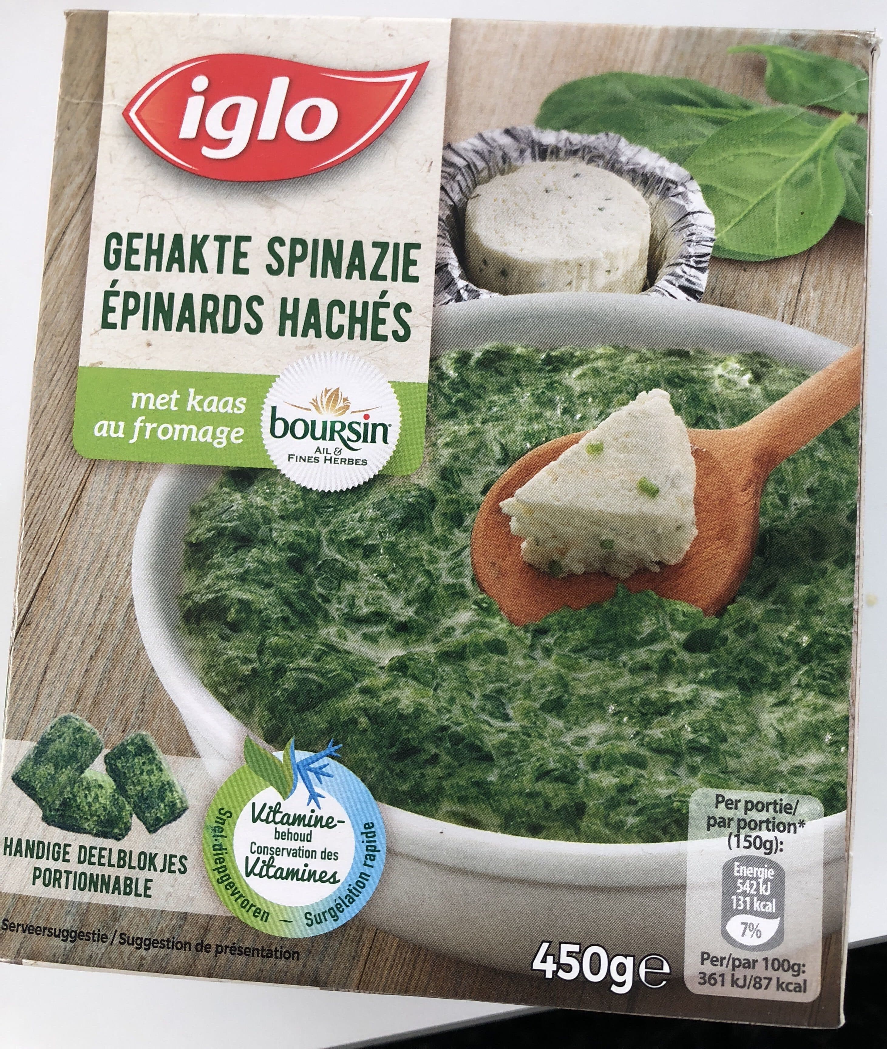 Iglo Iglo epinards hachés au fromage boursin packshot